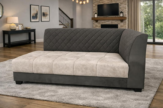 Royal Comfort Upholstered 7 Seater L Shape Sofa Set with Center Table & Ottomans