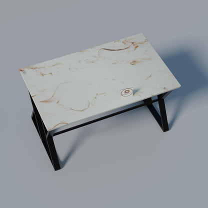 Modern 6 Seater Dining Table Set with Upholstered Chairs – Marble Finish Table Top