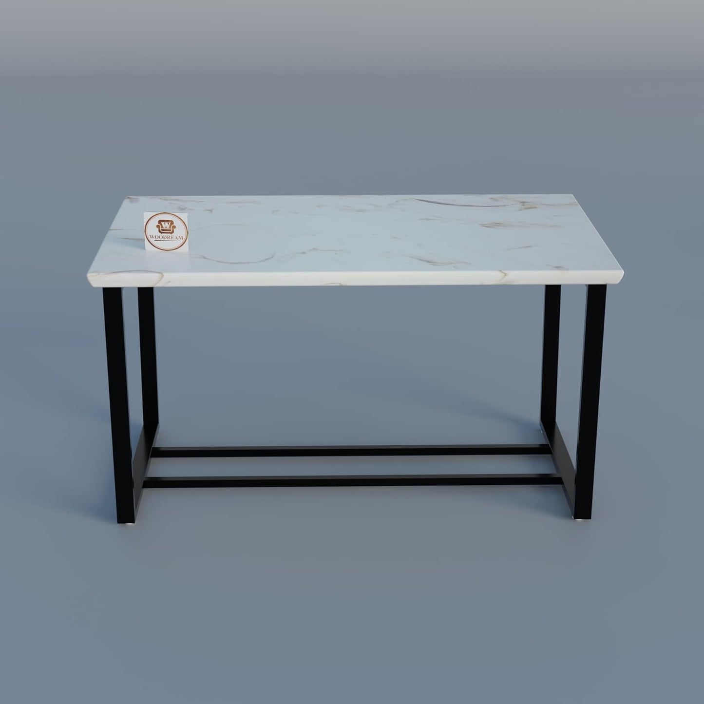 Modern 6 Seater Dining Table Set with Upholstered Chairs – Marble Finish Top & Metal Frame