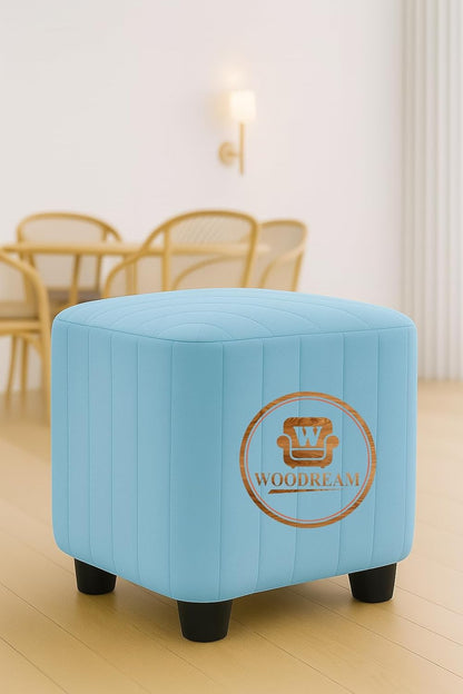 Stylish Upholstered Ottoman Stool Set of 2 – Compact Modern Footrest with Solid Wooden Legs