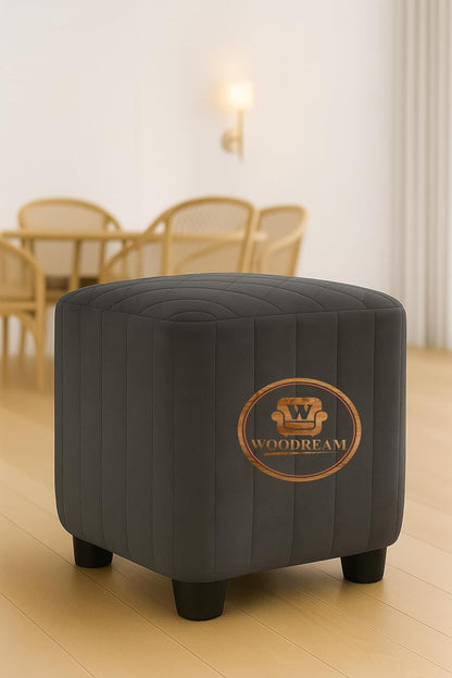 Stylish Upholstered Ottoman Stool Set of 2 – Compact Modern Footrest with Solid Wooden Legs