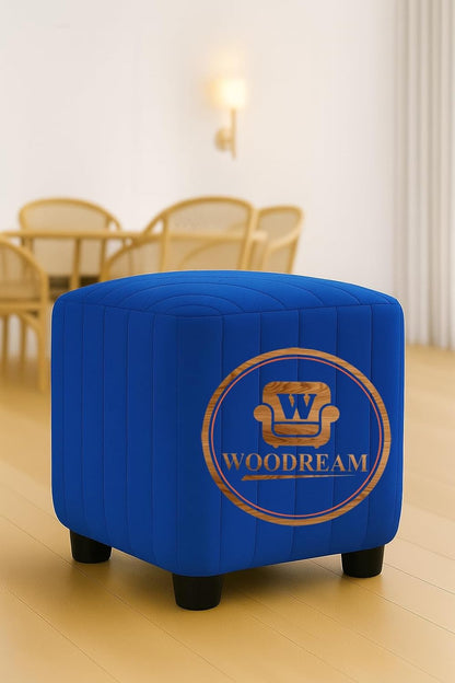 Stylish Upholstered Ottoman Stool Set of 2 – Compact Modern Footrest with Solid Wooden Legs