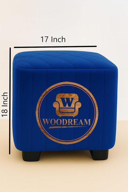 Stylish Upholstered Ottoman Stool Set of 2 – Compact Modern Footrest with Solid Wooden Legs