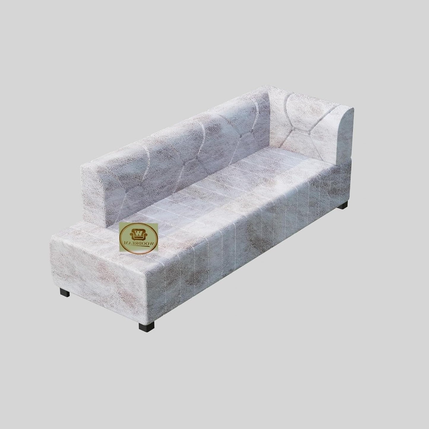 Modern Upholstered 7 Seater L Shape Sofa with Center Table & Puff Stools