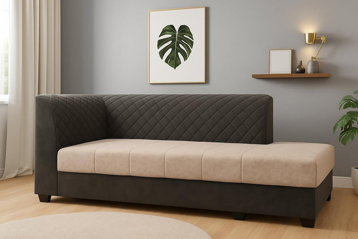 Royal Luxe 9 Seater U Shape Upholstered Sofa Set with Center Table & Ottomans