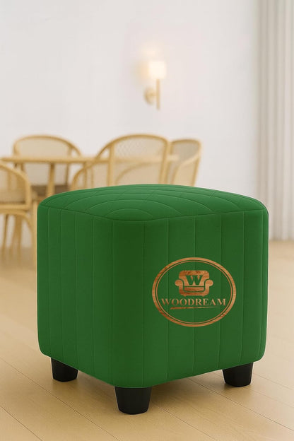 Stylish Upholstered Ottoman Stool Set of 2 – Compact Modern Footrest with Solid Wooden Legs