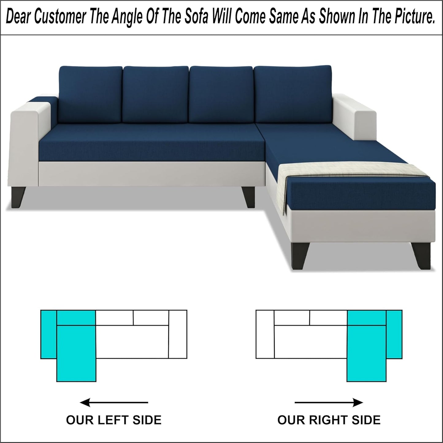 Urban Comfort 8 Seater L Shape Sofa Set with Center Table & Ottomans