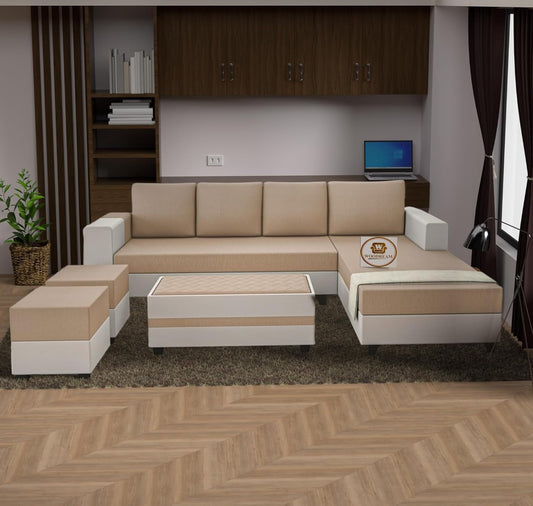 Comfort Plus 8 Seater L Shape Sofa Set with Bench & Ottomans