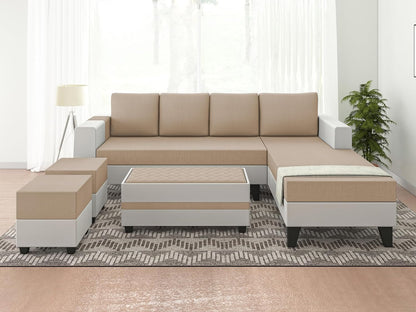 Comfort Plus 8 Seater L Shape Sofa Set with Bench & Ottomans