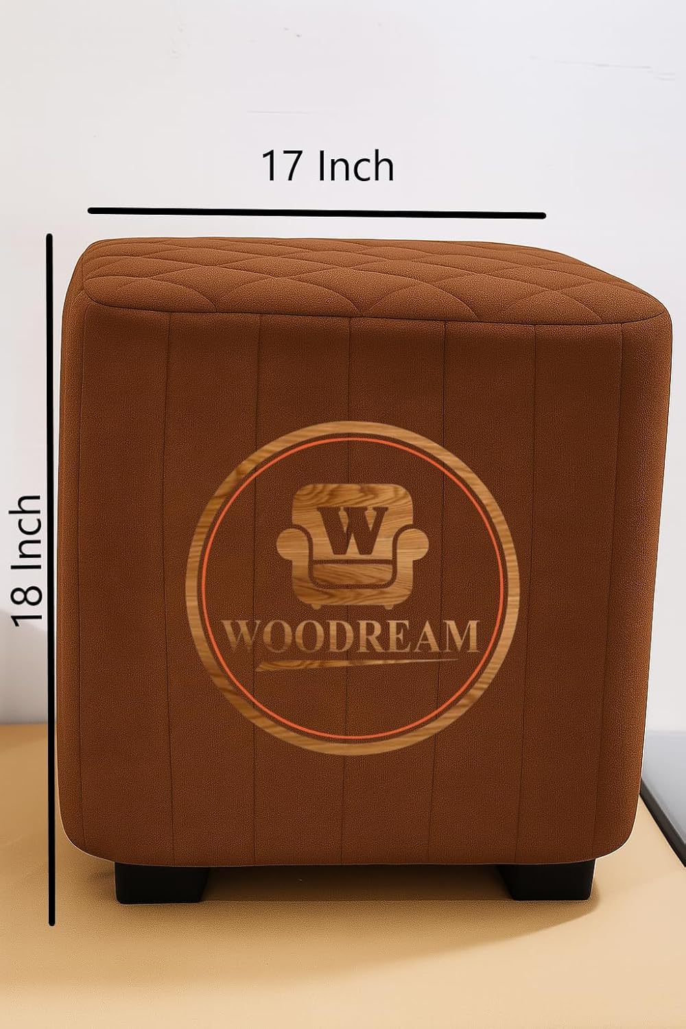 Stylish Upholstered Ottoman Stool Set of 2 – Compact Modern Footrest with Solid Wooden Legs
