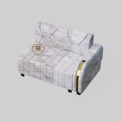 Modern Upholstered 7 Seater L Shape Sofa with Center Table & Puff Stools