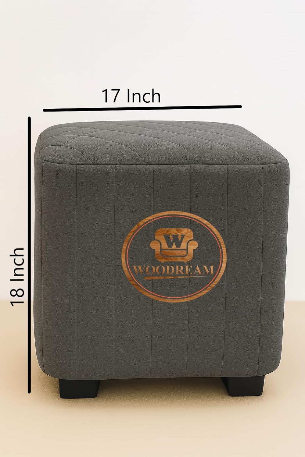 Stylish Upholstered Ottoman Stool Set of 2 – Compact Modern Footrest with Solid Wooden Legs